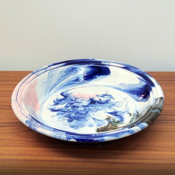 HAY ”Swirl” bowl in blauw en multi splash terracotta